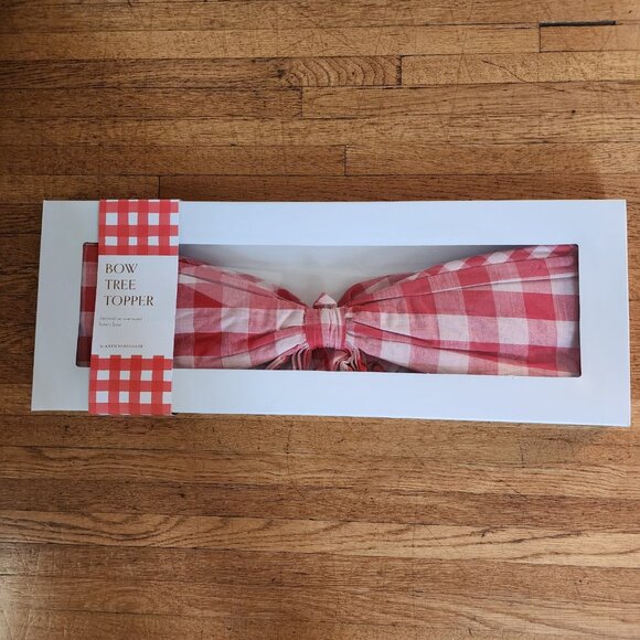 Anthropologie Gingham Bow Tree Topper Red NIP - Picture 6 of 9